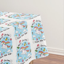 Klassische Weihnachts-Einhorn-Tischdecke