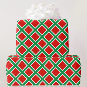 Klassische Weihnachts-Rot-Grün-Erklärung Geschenkpapier