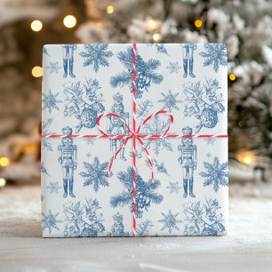 Klassische Weihnachts-Toile-Blau-Nussknacker Geschenkpapier