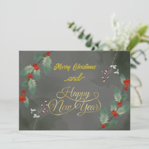 Klassische Weihnachts- und Neujahrskarte mit Logo Feiertagskarte