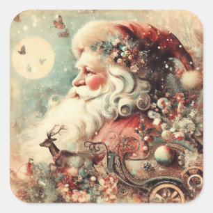 Klassische Weihnachts-Weihnachtsaufkleber Quadratischer Aufkleber