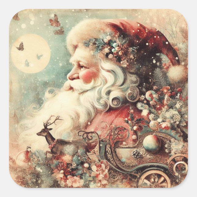 Klassische Weihnachts-Weihnachtsaufkleber Quadratischer Aufkleber (Vorderseite)