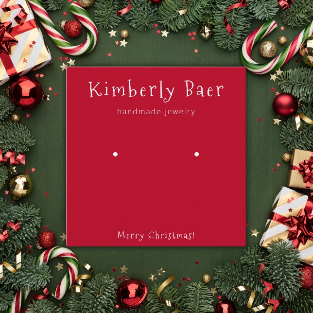 Klassische Weihnachts-Weißer Ohrring-Anzeige Quadratische Visitenkarte (Von Creator hochgeladen)