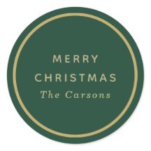 Klassische Weihnachtsaufkleber in Grün und Gold