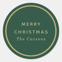 Klassische Weihnachtsaufkleber in Grün und Gold Runder Aufkleber