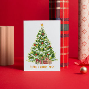 Klassische Weihnachtsbaum-Geschenke Wasserfarbe We Feiertagskarte