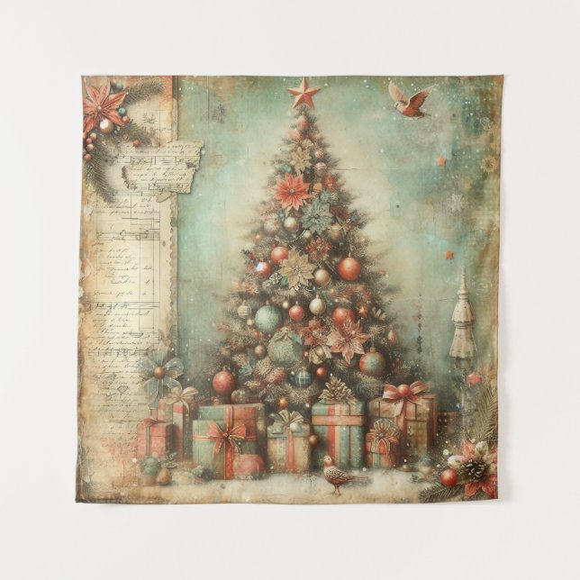 Klassische Weihnachtsbaumtapestry Wandteppich (Vorderseite)