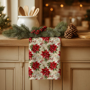 Klassische Weihnachtsblumen Handtuch Cozy Rustikal