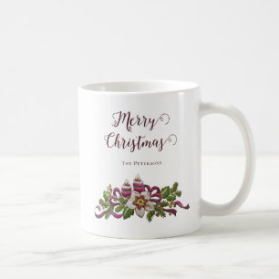 Klassische Weihnachtsblumen Kerzen Schleifen Name Kaffeetasse
