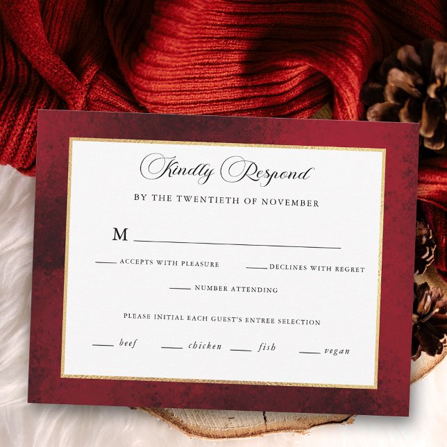 Klassische Weihnachtsblumenfeier Mongram Wedding RSVP Karte (Von Creator hochgeladen)