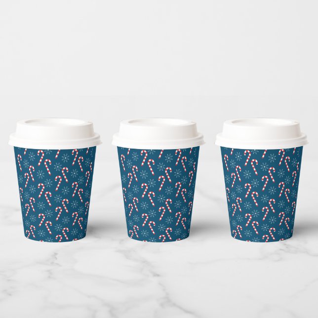 Klassische Weihnachtscreme Canes Blue Paper Cups Pappbecher (Multi)