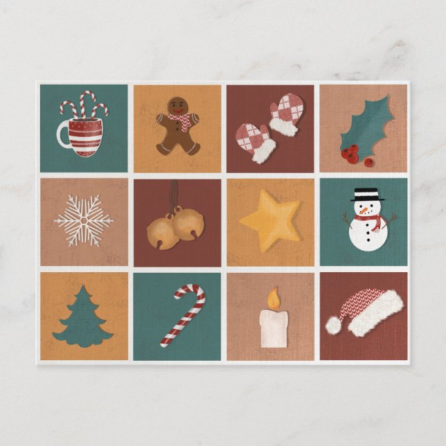 Klassische Weihnachtsdekorationen Feiertagspostkarte (Vorderseite)