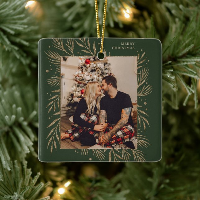 Klassische Weihnachtsfloral Frame Foto Metal Ornam Keramikornament (Baum)