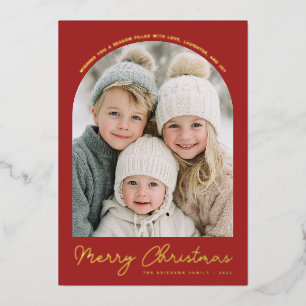 Klassische Weihnachtsfoto-Karte mit Bogen Folien Feiertagskarte