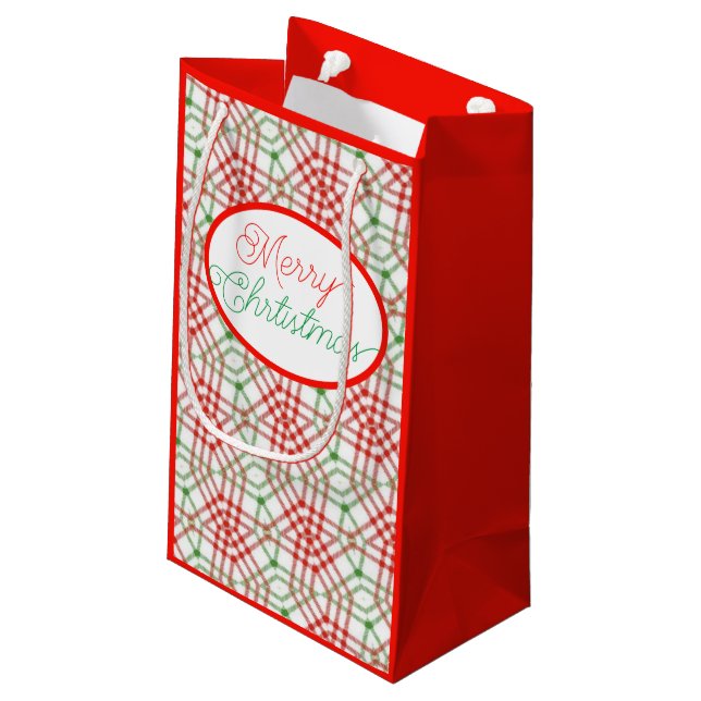 Klassische Weihnachtsgeschenktasche Kleine Geschenktüte (Rückseite Schrägansicht)