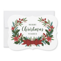 Klassische Weihnachtsgrün-Wreath-Urlaubskarte