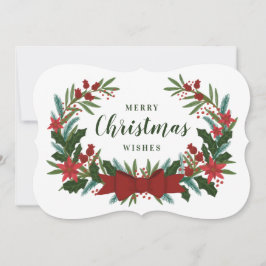 Klassische Weihnachtsgrün-Wreath-Urlaubskarte Feiertagskarte