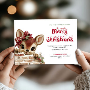 Klassische Weihnachtskarte mit Baby-Rentier für Ki Feiertagskarte