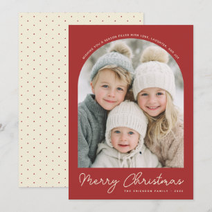 Klassische Weihnachtskarte mit Bögen und Foto Feiertagskarte
