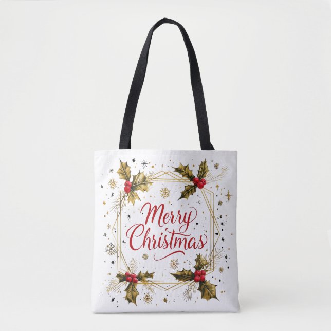 Klassische Weihnachtskarte mit Holly Design (Vorderseite)