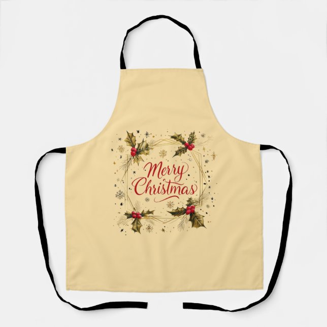 Klassische Weihnachtskarte mit Holly Design Schürze (Vorderseite)