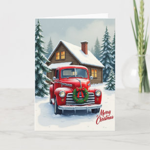 Klassische Weihnachtskarte mit rotem LKW Karte