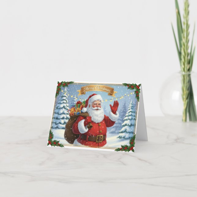 Klassische Weihnachtskarte mit Santa Claus Karte (Vorderseite)