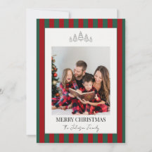 Klassische Weihnachtskarte mit Streifen und Foto