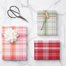 Klassische Weihnachtskollektion Kariert Red Green  Geschenkpapier Set