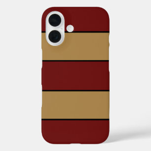 Klassische Weihnachtsrot und goldene Streifen iPhone 16 Hülle