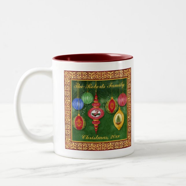 Klassische Weihnachtsschmuck Familienweihnachtsfes Zweifarbige Tasse (Links)