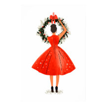 Klassische Weihnachtsschmuck in Rotem Kleid