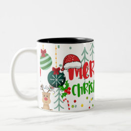 Klassische Weihnachtssymbole Zweifarbige Tasse
