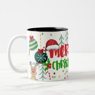 Klassische Weihnachtssymbole Zweifarbige Tasse