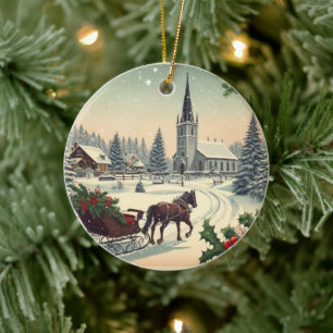 Klassische Weihnachtsszene Keramik Ornament