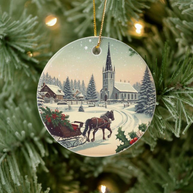 Klassische Weihnachtsszene Keramik Ornament (Baum)