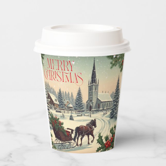 Klassische Weihnachtsszene Pappbecher (Vorderseite)