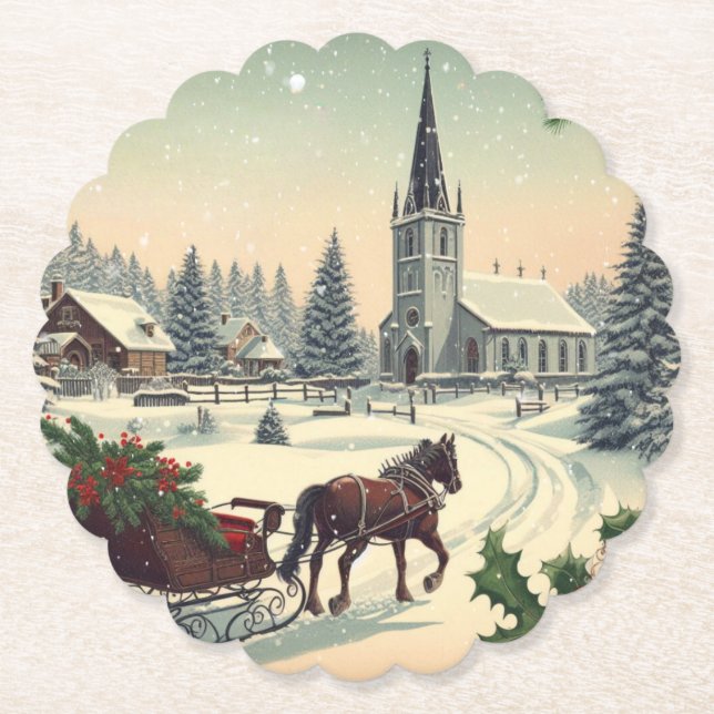 Klassische Weihnachtsszene Untersetzer (Vorderseite)