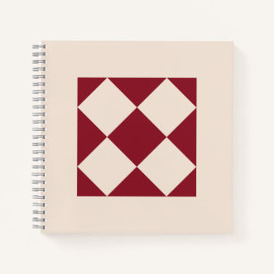 Klassische Weinrote Geometrische Fliesen Kunst  Notizbuch