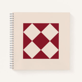 Klassische Weinrote Geometrische Fliesen Kunst Notizbuch
