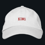 Klassische weiße Baumwollkappe mit King Embroidery Bestickte Baseballkappe<br><div class="desc">Eine stylische,  weiße Baumwollkappe mit kühlem "King" Textsembroidery,  perfekt für lässige Kleidung.</div>
