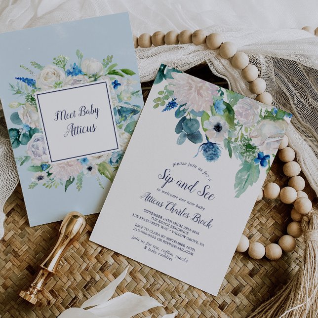 Klassische weiße Blume Sip and See Einladung (Von Creator hochgeladen)