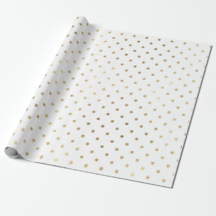 Klassische weiße goldene Polka-kleine Punkte Geschenkpapier