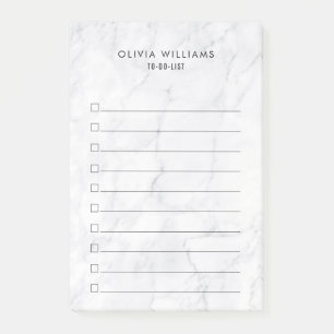 Klassische weiße Marmor-To-Do-Liste Post-it Klebezettel
