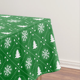 Klassische weiße Schneeflocken Weihnachtsbäume Tischdecke