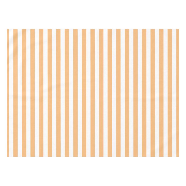 Klassische, weiße und hellorange Streifen Tischdecke (Vorderseite (Horizontal))