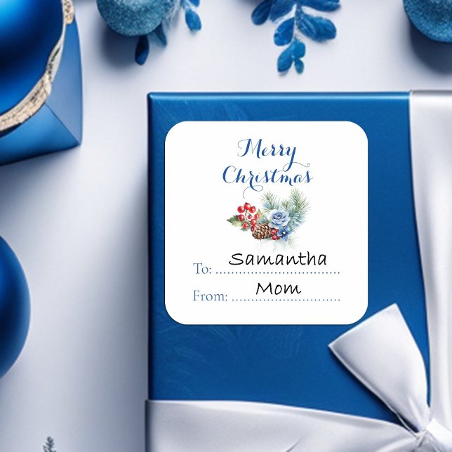 Klassische weiße Weihnachtsdekoration Quadratischer Aufkleber (Von Creator hochgeladen)