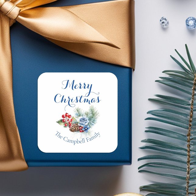 Klassische weiße Weihnachtsdekoration Quadratischer Aufkleber (Von Creator hochgeladen)