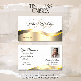 Klassische Weißwavy Gold Dekoration mit Initials F Visitenkarte