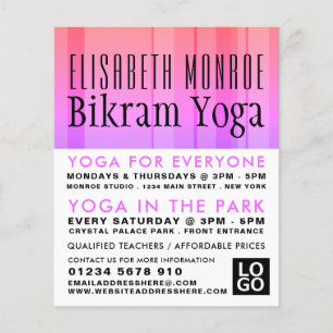 Klassische Werbung für rosa Bikram Yoga-Klasse Flyer